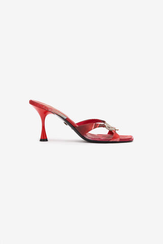 Roberto Cavalli Sandals With Rose Print And Bejeweled Snake
