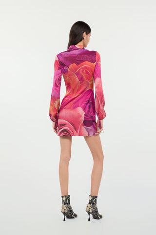 Roberto Cavalli Mini Dress With Garden Rose Print