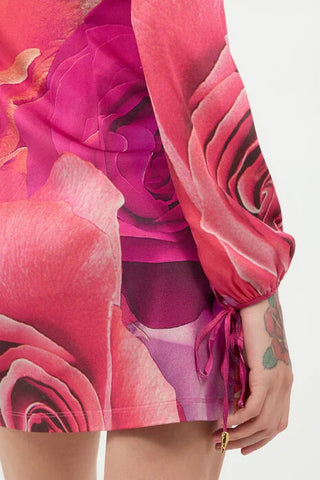 Roberto Cavalli Mini Dress With Garden Rose Print