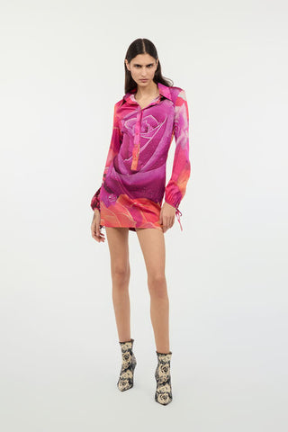 Roberto Cavalli Mini Dress With Garden Rose Print
