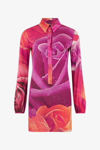 Roberto Cavalli Mini Dress With Garden Rose Print