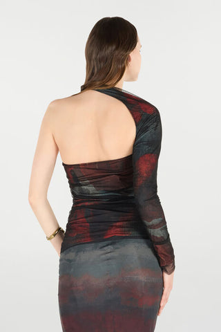 Roberto Cavalli One-Sleeve Sweater With Rose And Snake