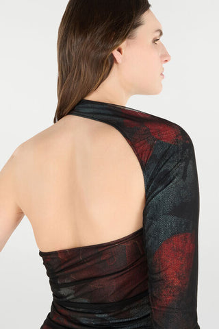 Roberto Cavalli One-Sleeve Sweater With Rose And Snake