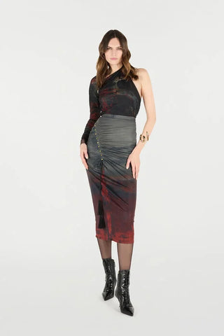 Roberto Cavalli One-Sleeve Sweater With Rose And Snake