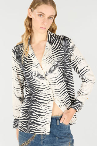 Roberto Cavalli Zebra-Print Silk Shirt