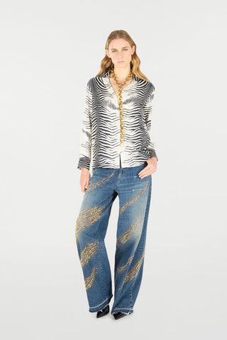 Roberto Cavalli Zebra-Print Silk Shirt