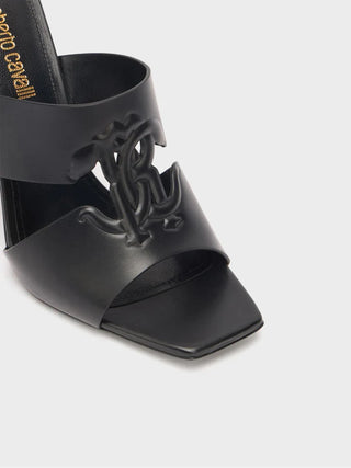 Roberto Cavalli Women's Laminated Mules With Maxi Heels