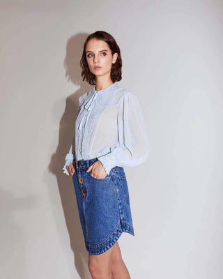 SELF PORTRAIT Broderie Collar Chiffon Blouse
