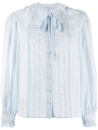 SELF PORTRAIT Broderie Collar Chiffon Blouse