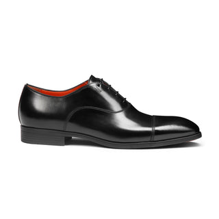 SANTONI Men's black leather Oxford shoe