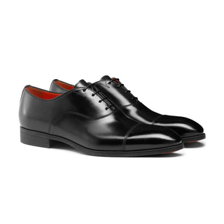 SANTONI Men's black leather Oxford shoe