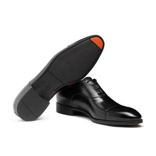 SANTONI Men's black leather Oxford shoe