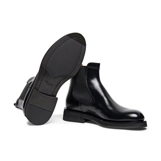 SANTONI Men’s polished black leather Chelsea boot