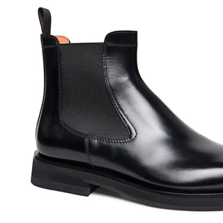 SANTONI Men’s polished black leather Chelsea boot