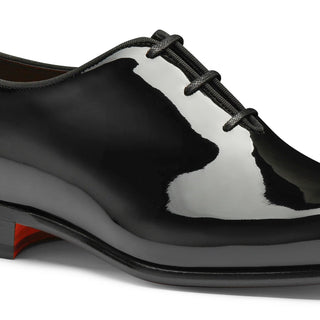 SANTONI Men's black patent leather Oxford shoe