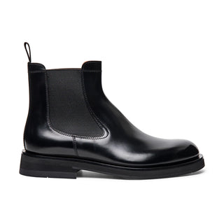 SANTONI Men’s polished black leather Chelsea boot