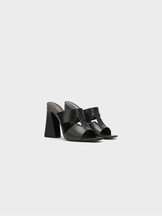 Roberto Cavalli Women's Laminated Mules With Maxi Heels