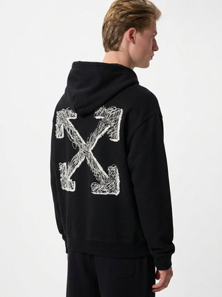 OFF WHITE SCRIBBLE ARR SKATE HOODIE BLACK