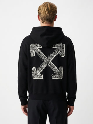 OFF WHITE SCRIBBLE ARR SKATE HOODIE BLACK