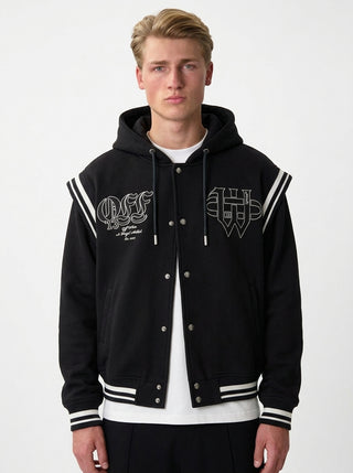 OFF WHITE GOTHIC OW FLEECE VARSITY HOOD