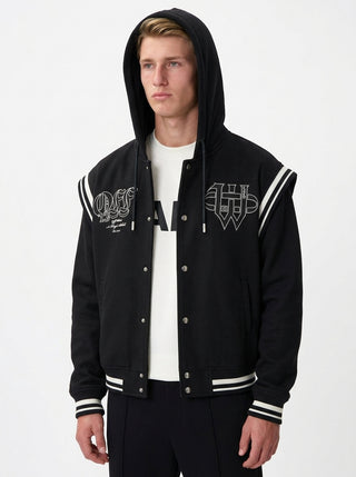 OFF WHITE GOTHIC OW FLEECE VARSITY HOOD