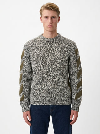 OFF WHITE DIAG ARROW MOULINE KNIT CREWN BEECH MOUL