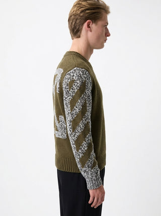 OFF WHITE DIAG ARROW MOULINE KNIT CREWN BEECH MOUL