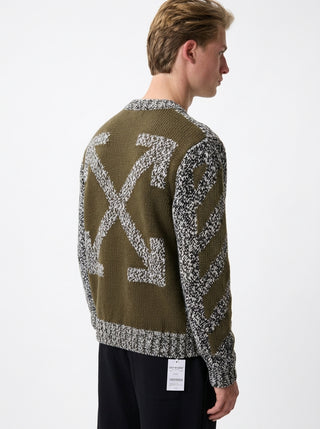 OFF WHITE DIAG ARROW MOULINE KNIT CREWN BEECH MOUL