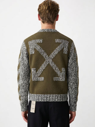 OFF WHITE DIAG ARROW MOULINE KNIT CREWN BEECH MOUL