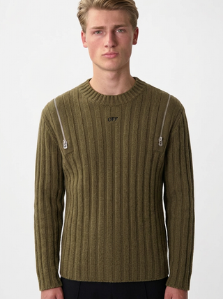 OFF WHITE OFF STAMP RIB SIDE ZIP KNIT C BEECH&nbsp;