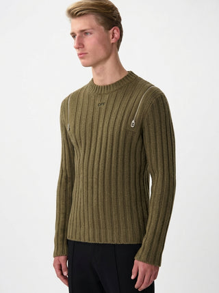 OFF WHITE OFF STAMP RIB SIDE ZIP KNIT C BEECH&nbsp;