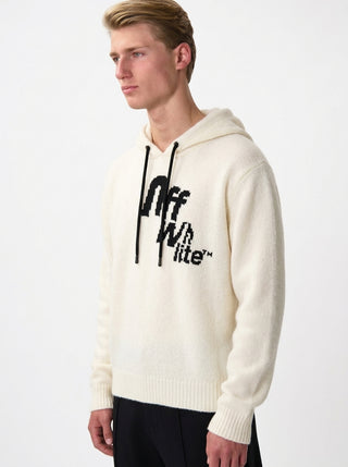 OFF WHITE STAIRWAY LOGO STRIP KNIT HOOD