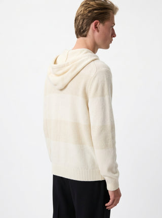 OFF WHITE STAIRWAY LOGO STRIP KNIT HOOD