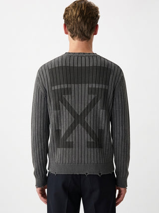 OFF WHITE INK ARROW RIB KNIT CREWNECK VINTAGE BLAC