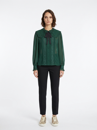 SELF PORTRAIT Broderie Collar Chiffon Blouse