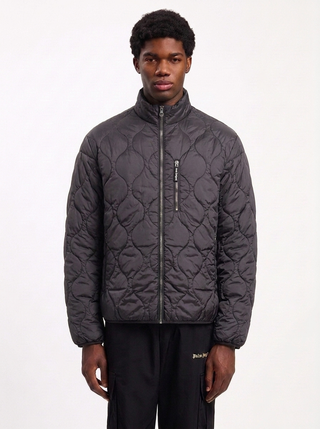Palm Angels BLACK Quilted jacket with stand-up collar