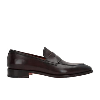 SANTONI,Shoes Men’s polished brown leather penny loafer