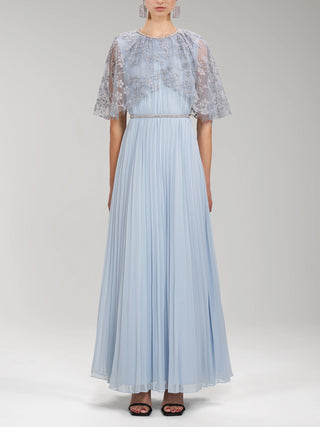 SELF PORTRAIT EMBROIDERED BLOSSOM CAPE MAXI DRESS