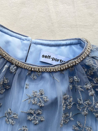 SELF PORTRAIT EMBROIDERED BLOSSOM CAPE MAXI DRESS