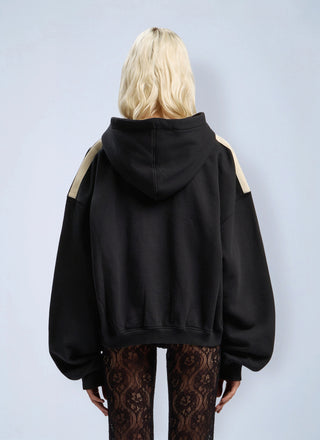 PALM ANGELS Curved Logo Track Crop Hooded Sweatshirt