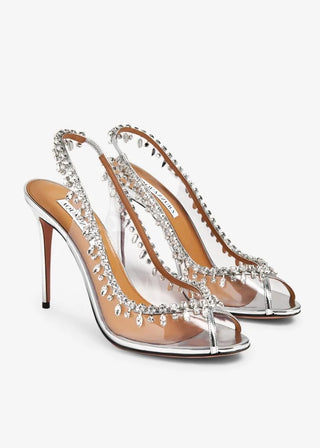 AQUAZZURA  Shoes CRYSTAL SANDAL 102 SLIVER